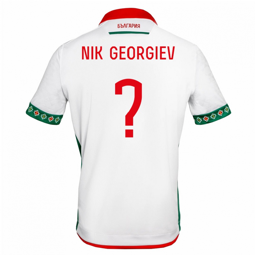 ילדים כדורגל בולגריה Nik Georgiev #0 לבן ירוק אדום ג'רזי ביתית 26-28