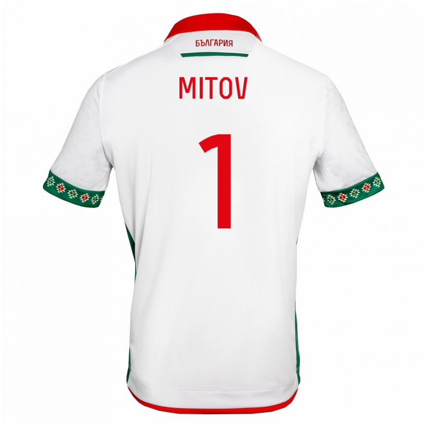ילדים כדורגל בולגריה דימיטר מיטוב #1 לבן ירוק אדום ג'רזי ביתית 26-28