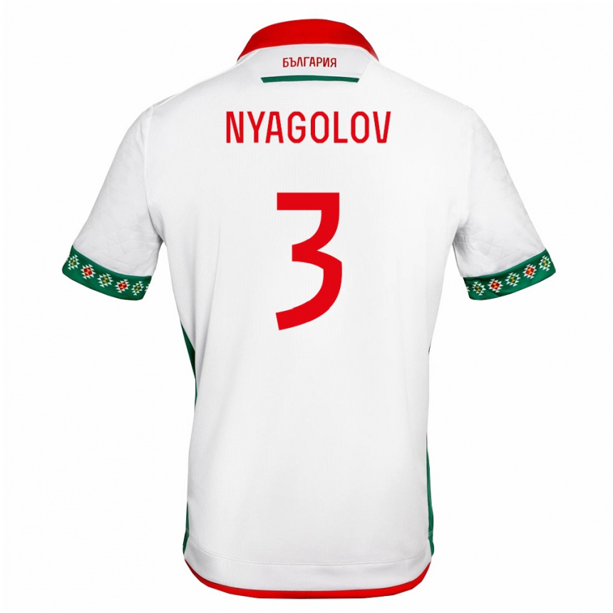 ילדים כדורגל בולגריה Emanuil Nyagolov #3 לבן ירוק אדום ג'רזי ביתית 26-28