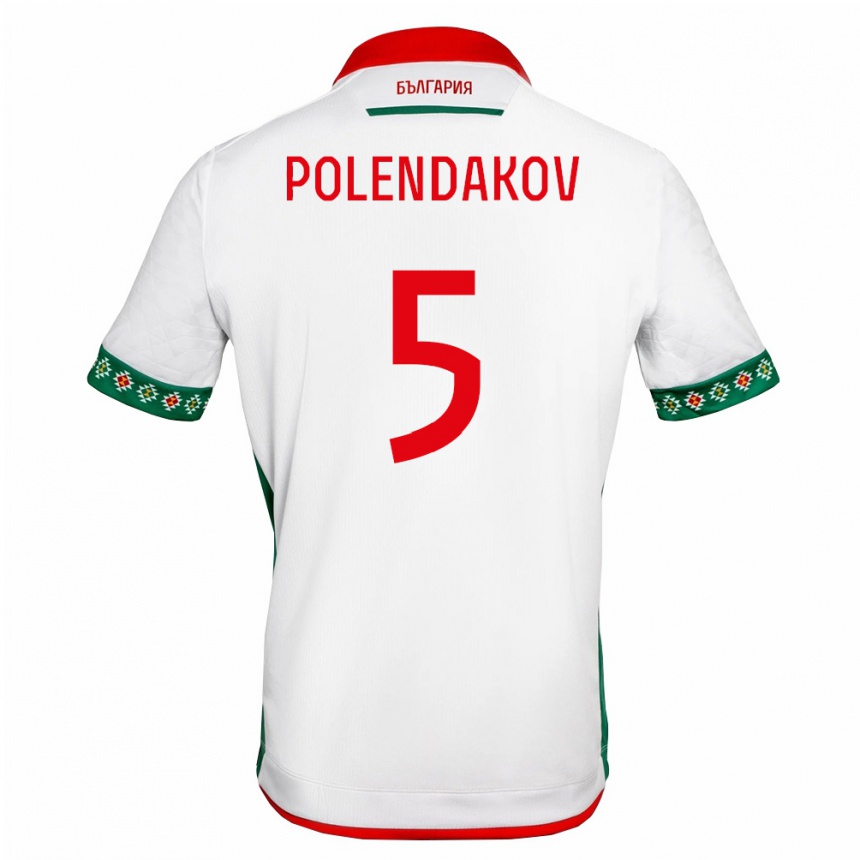 ילדים כדורגל בולגריה Mihail Polendakov #5 לבן ירוק אדום ג'רזי ביתית 26-28