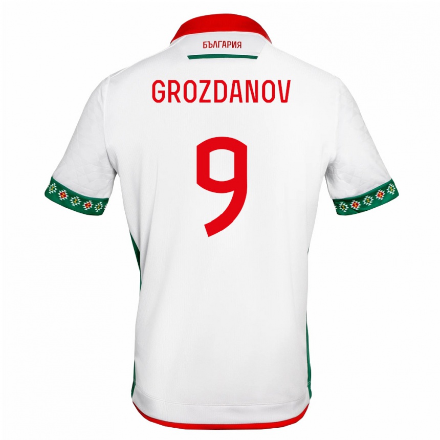 ילדים כדורגל בולגריה Andrey Grozdanov #9 לבן ירוק אדום ג'רזי ביתית 26-28