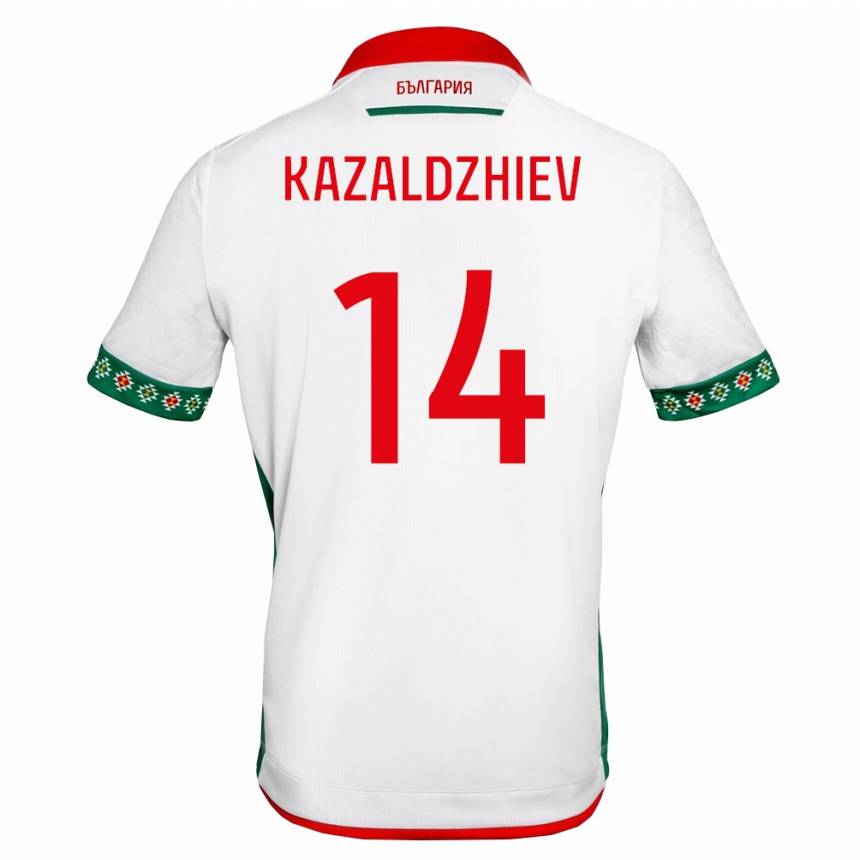 ילדים כדורגל בולגריה Vasil Kazaldzhiev #14 לבן ירוק אדום ג'רזי ביתית 26-28