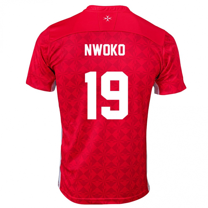 ילדים כדורגל מלטה Jamie Nwoko #19 אדום לבן ג'רזי ביתית 26-28