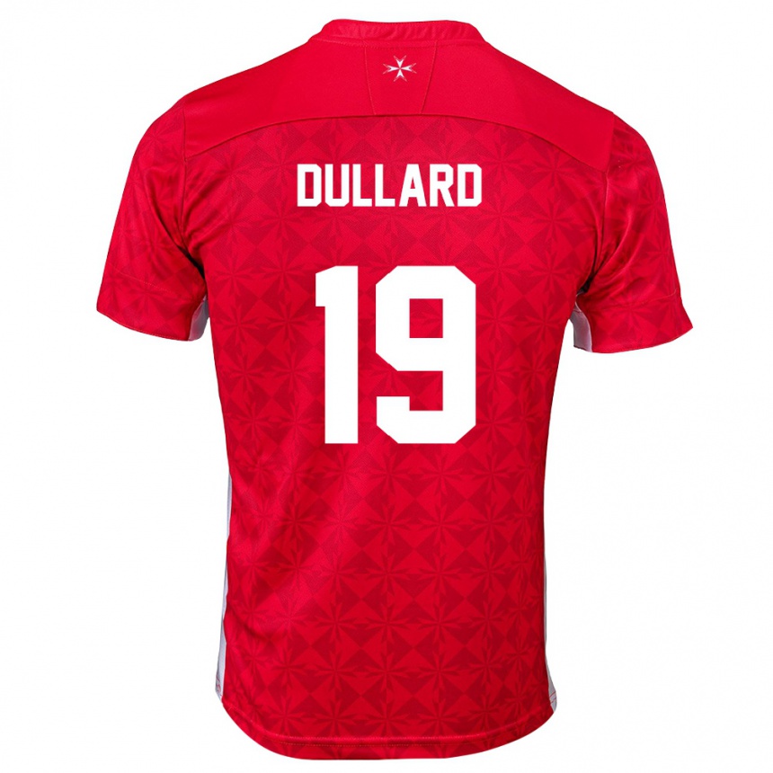ילדים כדורגל מלטה Fionn Dullard #19 אדום לבן ג'רזי ביתית 26-28