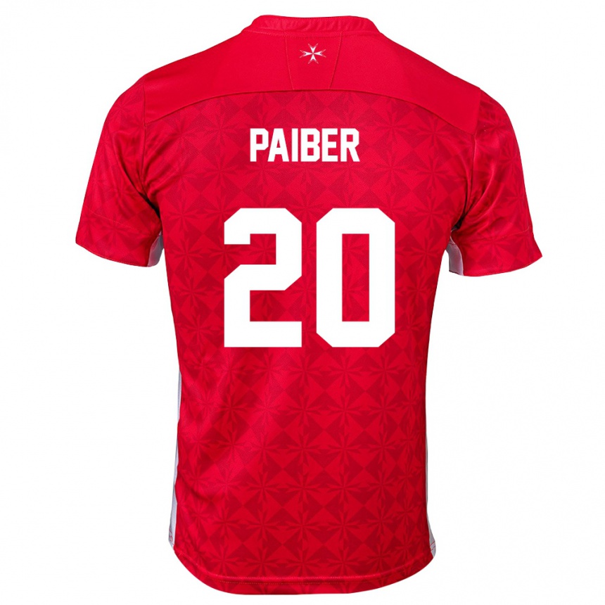 ילדים כדורגל מלטה Brandon Paiber #20 אדום לבן ג'רזי ביתית 26-28