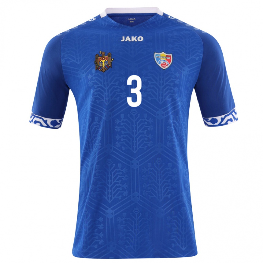 ילדים כדורגל מולדובה Victor Bivol #3 כחול מלכותי לבן ג'רזי ביתית 26-28