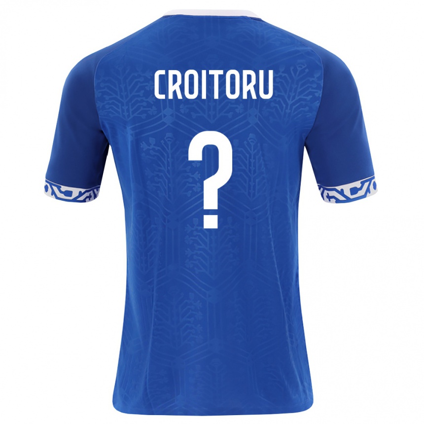 ילדים כדורגל מולדובה Kevin Croitoru #0 כחול מלכותי לבן ג'רזי ביתית 26-28