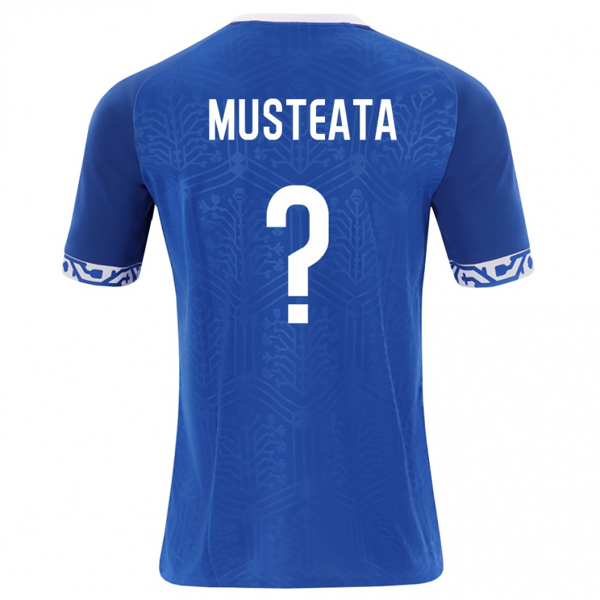 ילדים כדורגל מולדובה Maxim Musteata #0 כחול מלכותי לבן ג'רזי ביתית 26-28