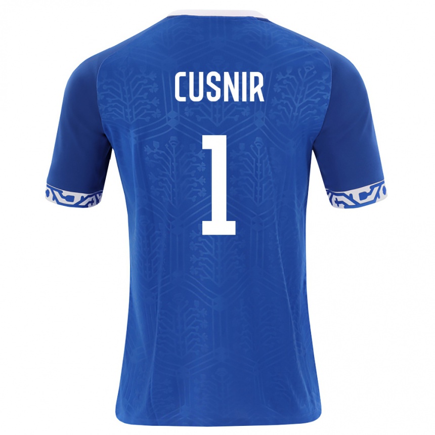 ילדים כדורגל מולדובה Eduard Cusnir #1 כחול מלכותי לבן ג'רזי ביתית 26-28