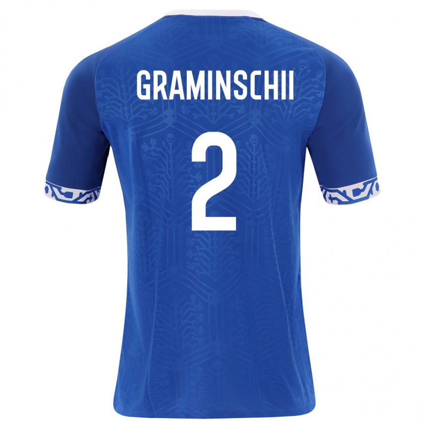 ילדים כדורגל מולדובה Ivan Graminschii #2 כחול מלכותי לבן ג'רזי ביתית 26-28
