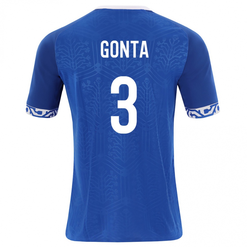 ילדים כדורגל מולדובה Cristian Gonța #3 כחול מלכותי לבן ג'רזי ביתית 26-28