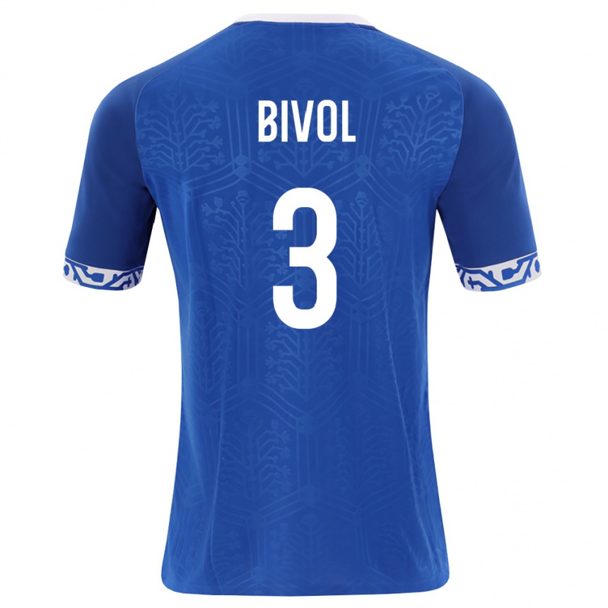 ילדים כדורגל מולדובה Victor Bivol #3 כחול מלכותי לבן ג'רזי ביתית 26-28