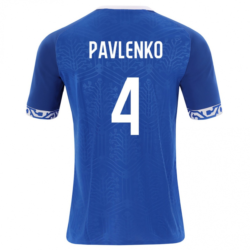 ילדים כדורגל מולדובה Daniil Pavlenko #4 כחול מלכותי לבן ג'רזי ביתית 26-28