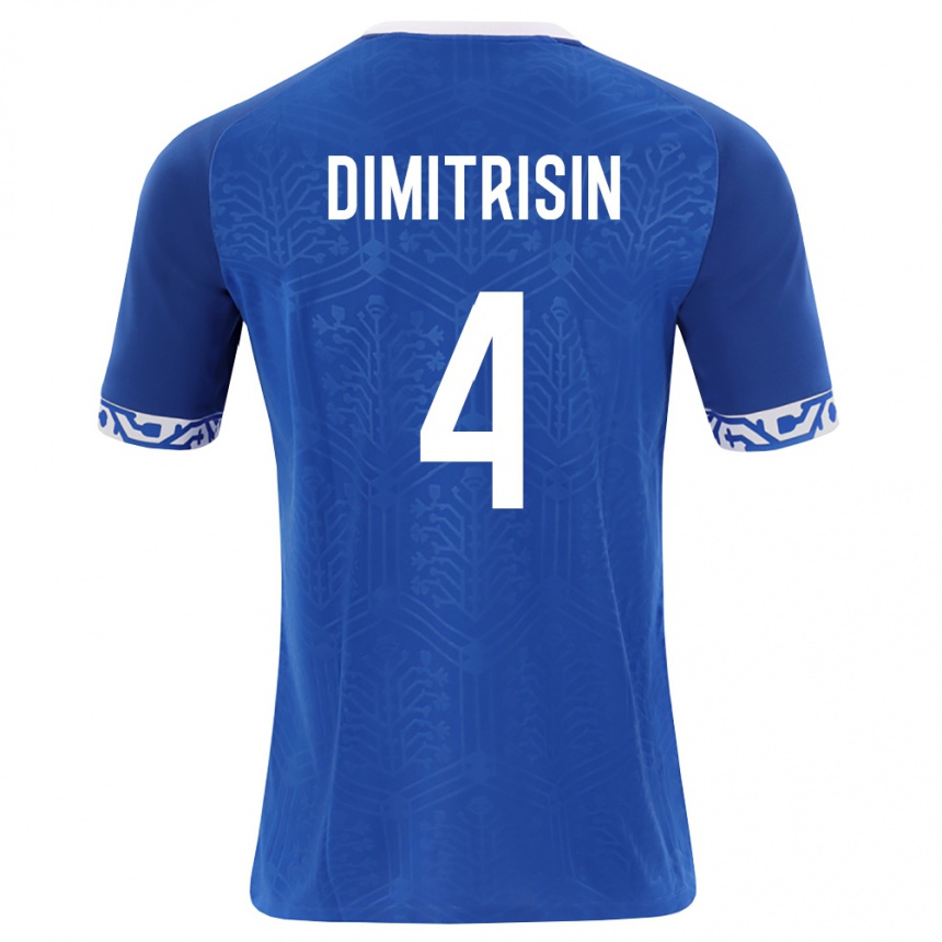 ילדים כדורגל מולדובה Daniil Dimitrișin #4 כחול מלכותי לבן ג'רזי ביתית 26-28