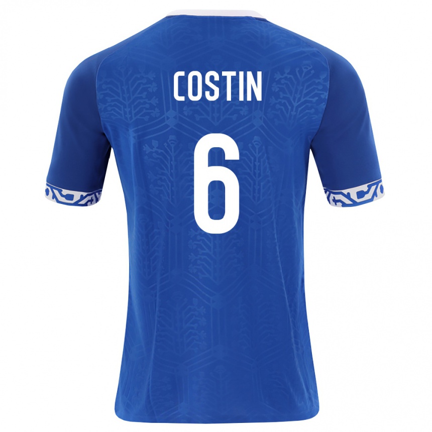 ילדים כדורגל מולדובה Vladislav Costin #6 כחול מלכותי לבן ג'רזי ביתית 26-28