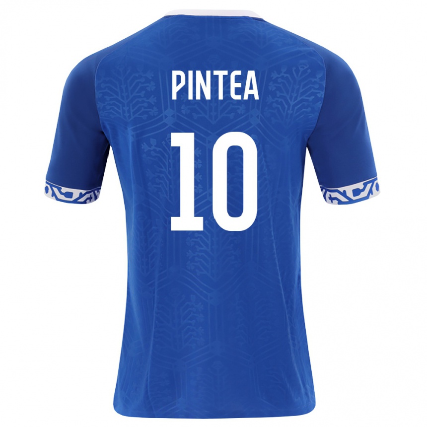ילדים כדורגל מולדובה Dragos Pintea #10 כחול מלכותי לבן ג'רזי ביתית 26-28