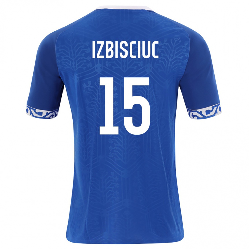 ילדים כדורגל מולדובה Pedro Izbișciuc #15 כחול מלכותי לבן ג'רזי ביתית 26-28