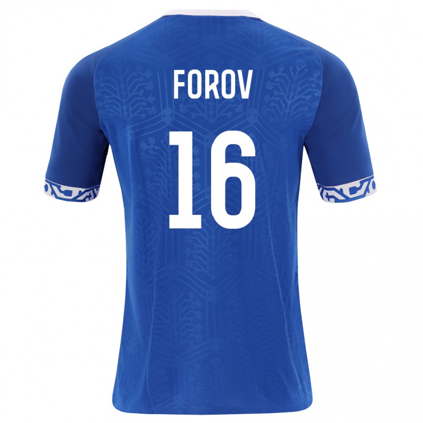 ילדים כדורגל מולדובה Danila Forov #16 כחול מלכותי לבן ג'רזי ביתית 26-28