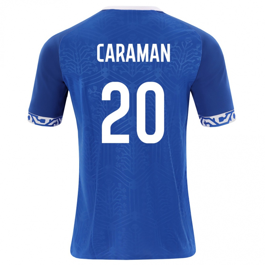 ילדים כדורגל מולדובה Ilia Caraman #20 כחול מלכותי לבן ג'רזי ביתית 26-28