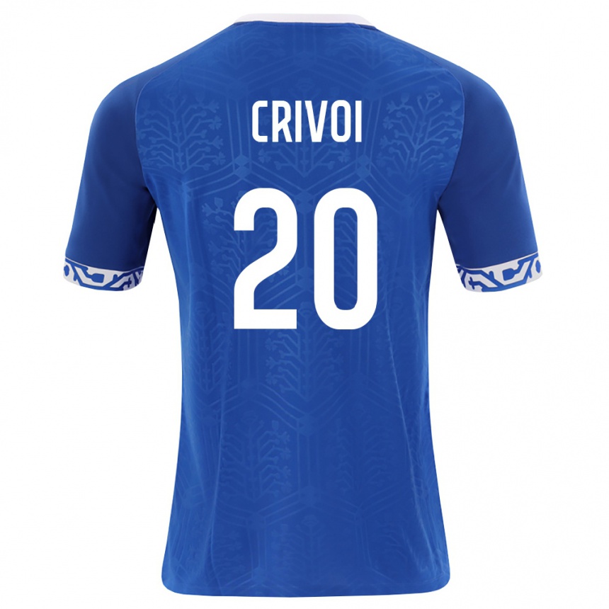 ילדים כדורגל מולדובה Mihai Crivoi #20 כחול מלכותי לבן ג'רזי ביתית 26-28