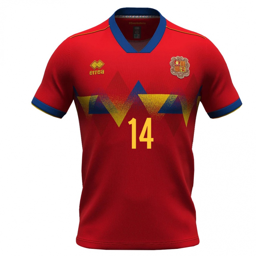 ילדים כדורגל אנדורה ג'ורדי אלאז #14 אדום כחול צהוב ג'רזי ביתית 26-28