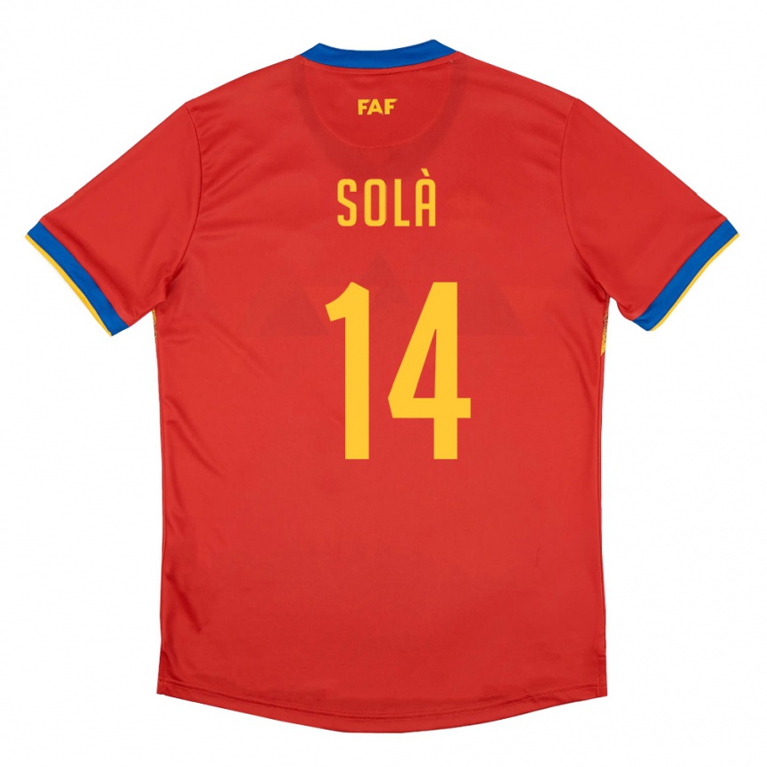 ילדים כדורגל אנדורה Roger Solà #14 אדום כחול צהוב ג'רזי ביתית 26-28