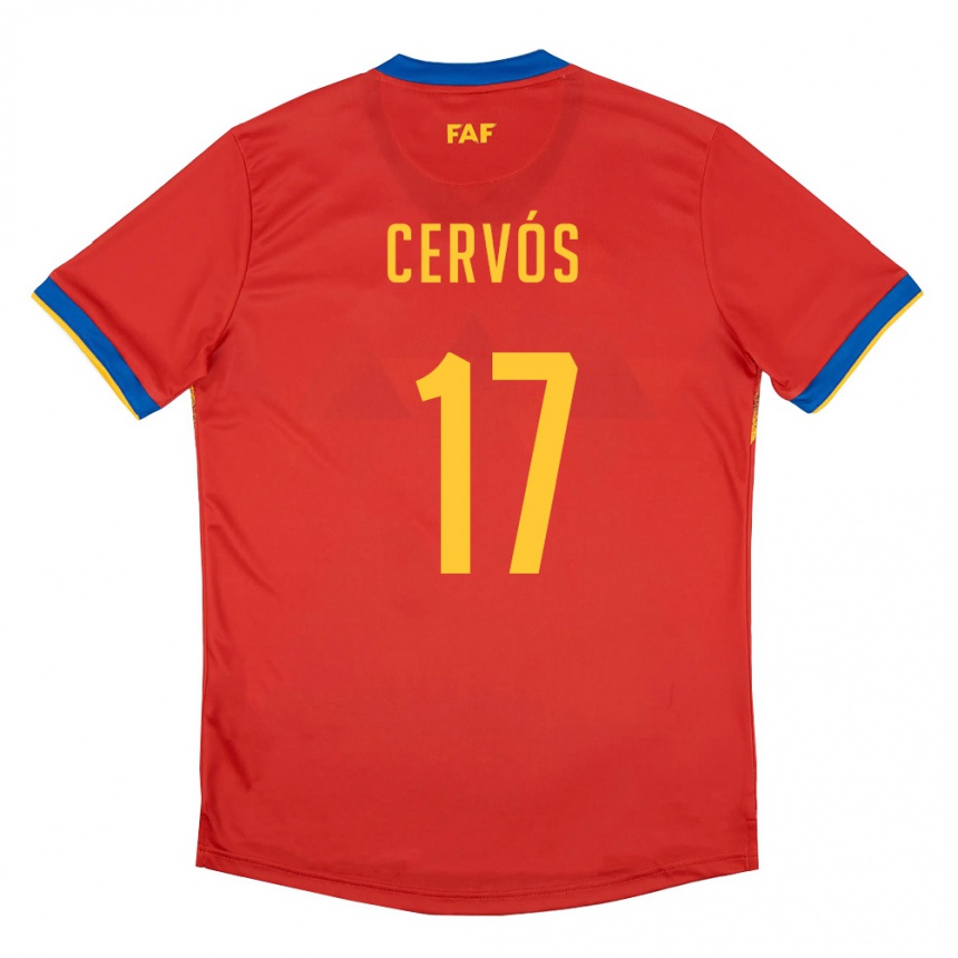 ילדים כדורגל אנדורה Joan Cervós #17 אדום כחול צהוב ג'רזי ביתית 26-28