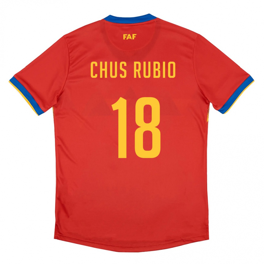 ילדים כדורגל אנדורה Jesús Rubio #18 אדום כחול צהוב ג'רזי ביתית 26-28