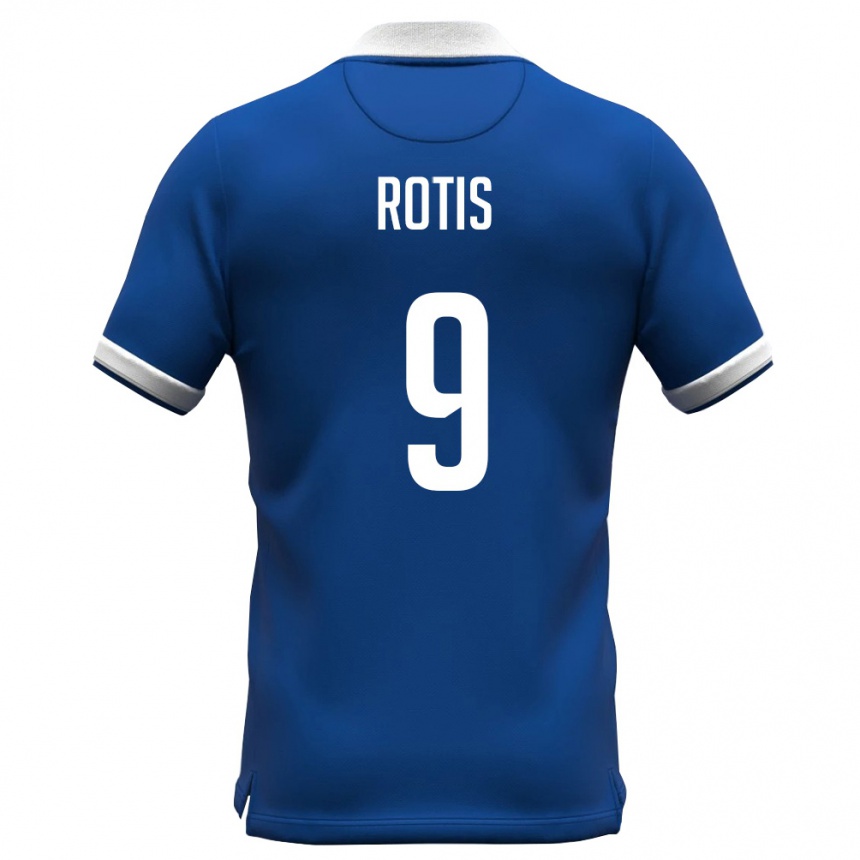 ילדים כדורגל קפריסין Robertos Rotis #9 כחול מלכותי לבן ג'רזי ביתית 26-28