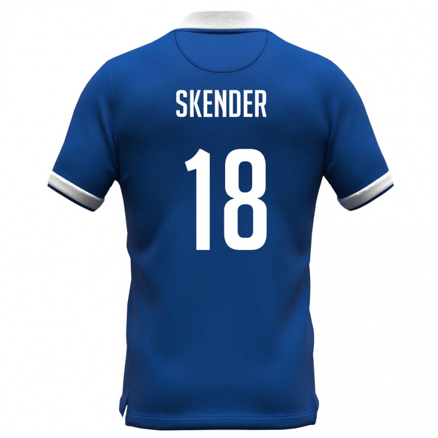 ילדים כדורגל קפריסין Alexandros Skender #18 כחול מלכותי לבן ג'רזי ביתית 26-28