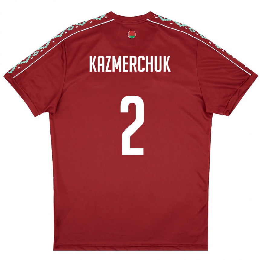 ילדים כדורגל בלארוס Stanislav Kazmerchuk #2 אדום עמוק לבן ג'רזי ביתית 26-28