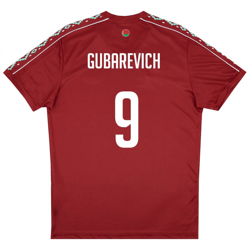 ילדים כדורגל בלארוס Ilya Gubarevich #9 אדום עמוק לבן ג'רזי ביתית 26-28