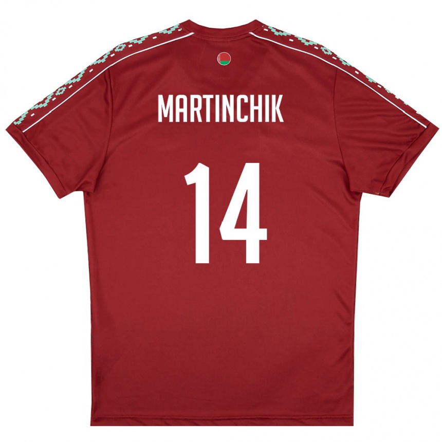 ילדים כדורגל בלארוס Kirill Martinchik #14 אדום עמוק לבן ג'רזי ביתית 26-28