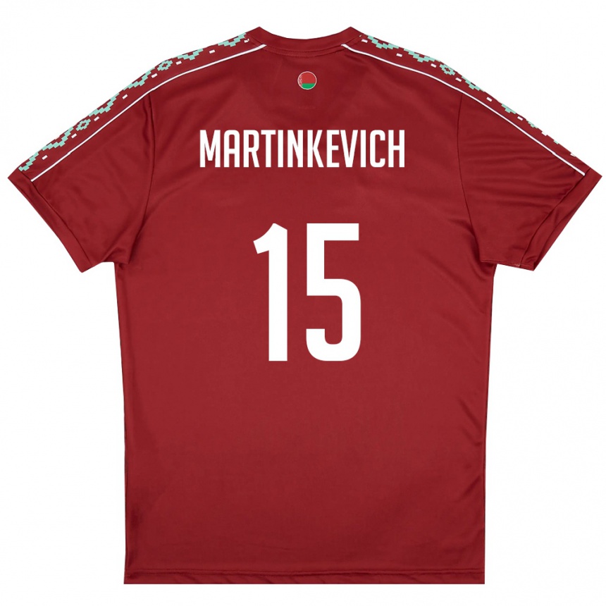 ילדים כדורגל בלארוס Vadim Martinkevich #15 אדום עמוק לבן ג'רזי ביתית 26-28