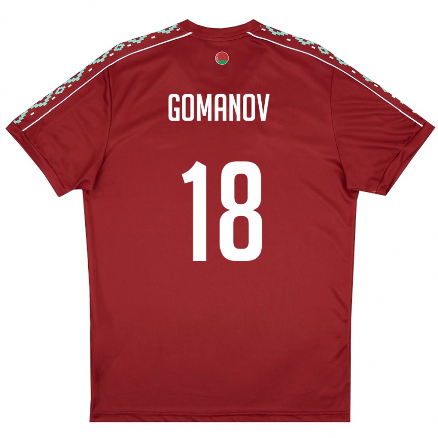 ילדים כדורגל בלארוס Kirill Gomanov #18 אדום עמוק לבן ג'רזי ביתית 26-28