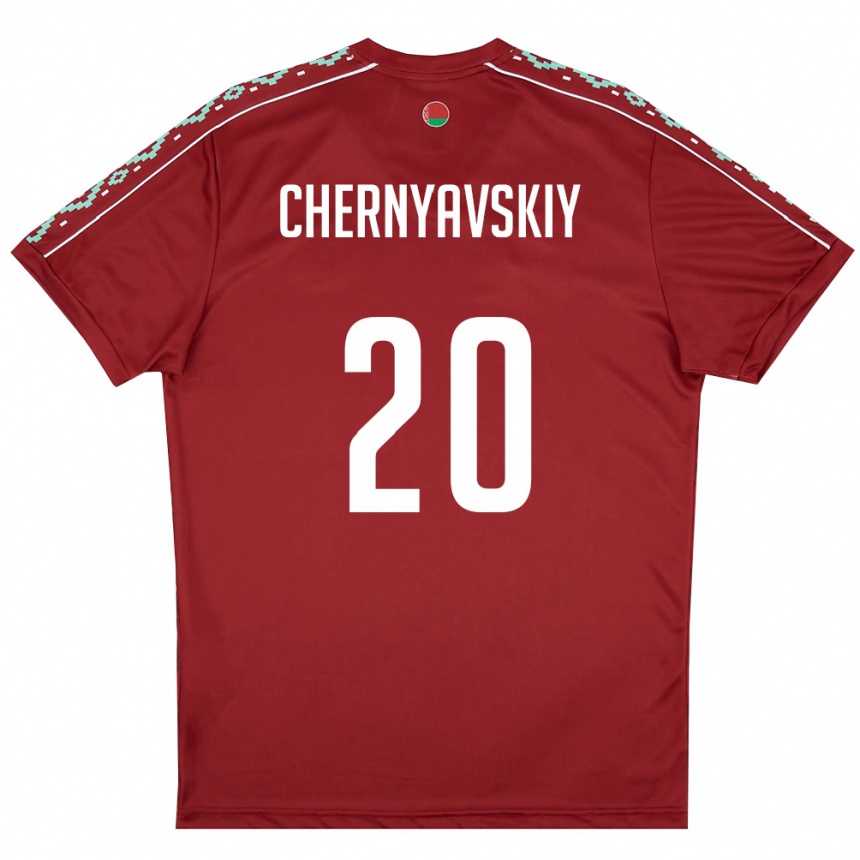 ילדים כדורגל בלארוס Vasiliy Chernyavskiy #20 אדום עמוק לבן ג'רזי ביתית 26-28