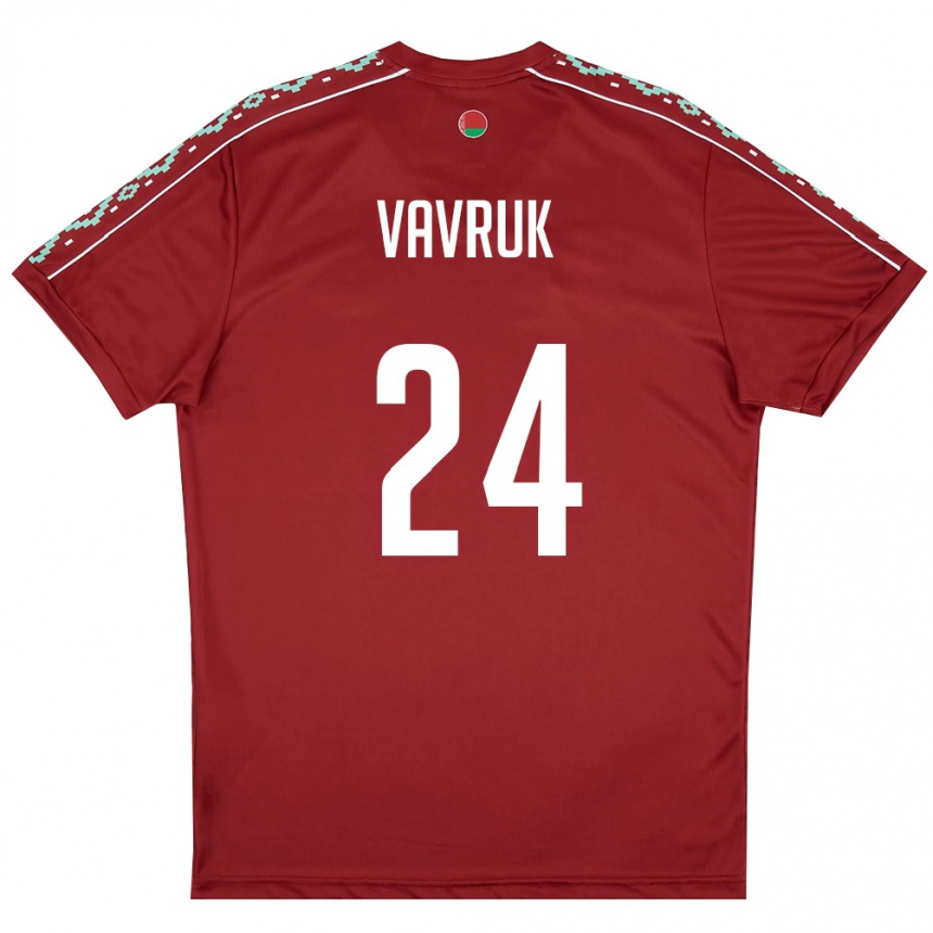 ילדים כדורגל בלארוס Dmitriy Vavruk #24 אדום עמוק לבן ג'רזי ביתית 26-28