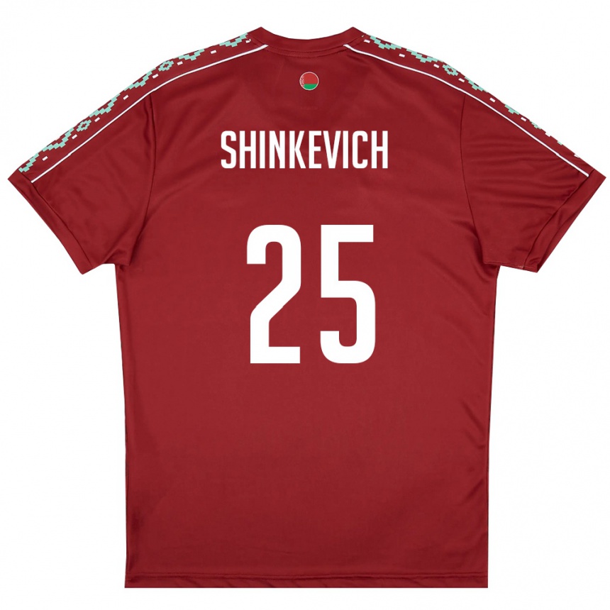 ילדים כדורגל בלארוס Dariush Shinkevich #25 אדום עמוק לבן ג'רזי ביתית 26-28