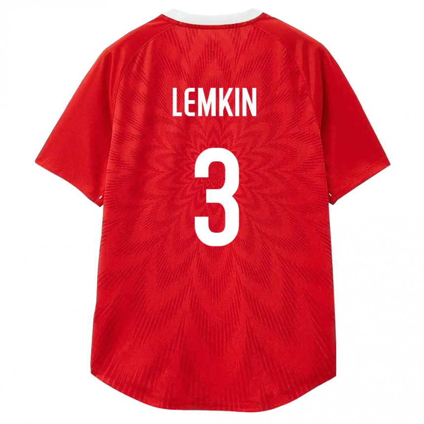 ילדים כדורגל רוסיה Egor Lemkin #3 אדום לבן חום ג'רזי ביתית 26-28