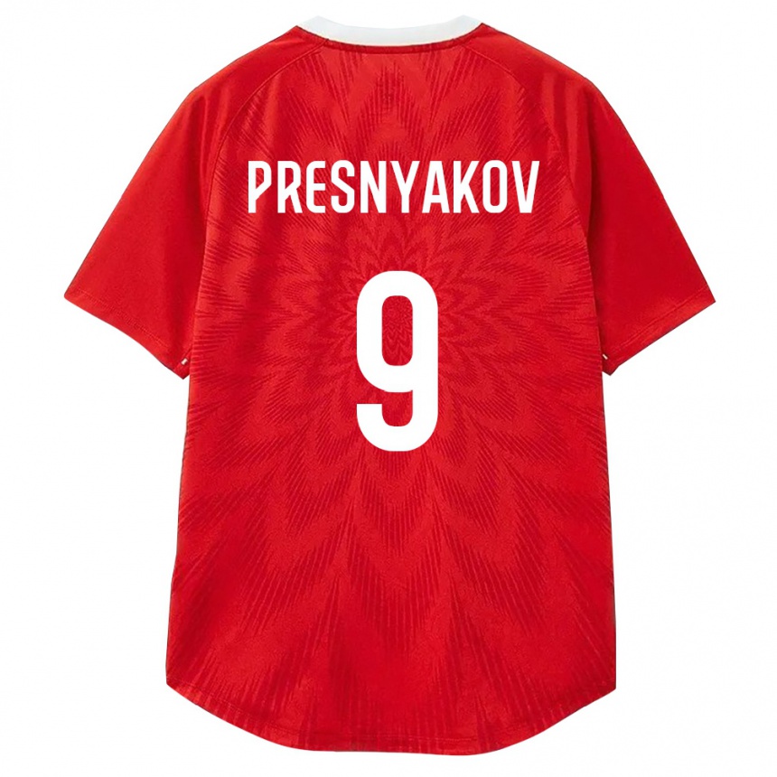 ילדים כדורגל רוסיה Arseniy Presnyakov #9 אדום לבן חום ג'רזי ביתית 26-28