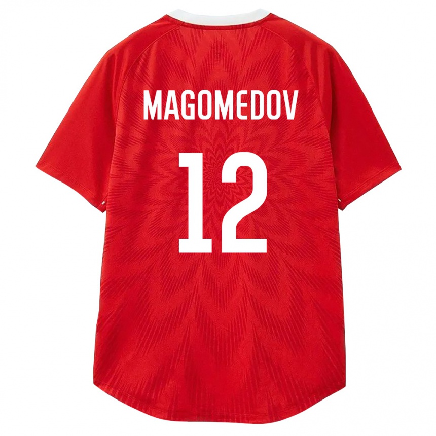 ילדים כדורגל רוסיה Yakhya Magomedov #12 אדום לבן חום ג'רזי ביתית 26-28