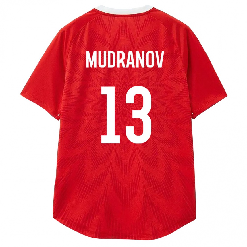 ילדים כדורגל רוסיה Artur Mudranov #13 אדום לבן חום ג'רזי ביתית 26-28