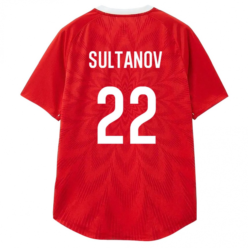ילדים כדורגל רוסיה Daniyal Sultanov #22 אדום לבן חום ג'רזי ביתית 26-28
