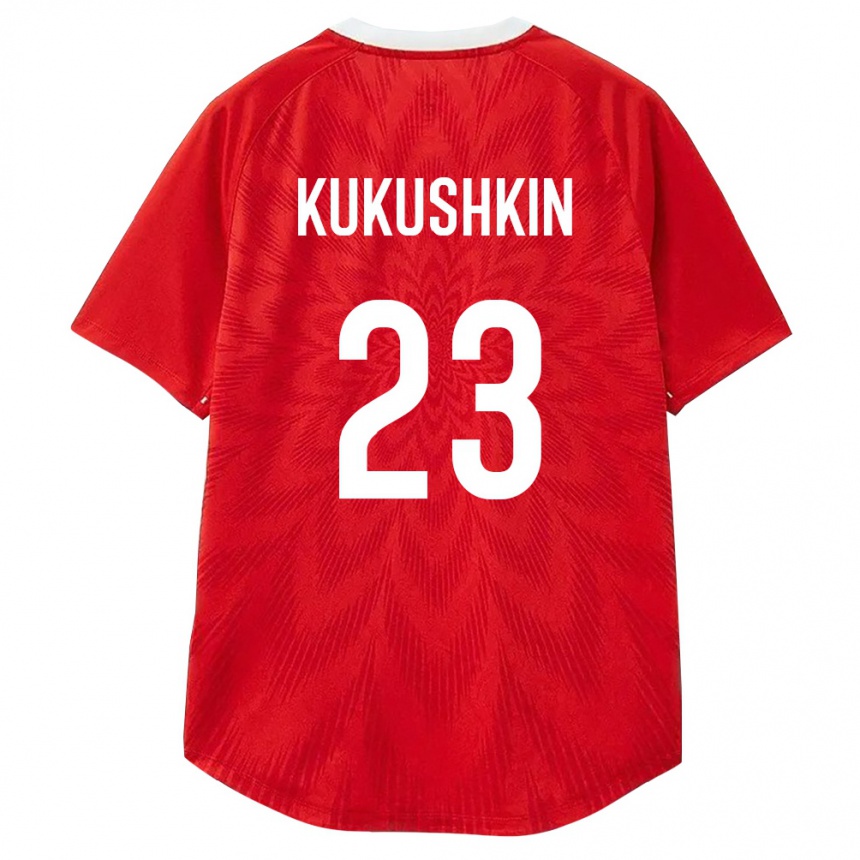 ילדים כדורגל רוסיה Egor Kukushkin #23 אדום לבן חום ג'רזי ביתית 26-28