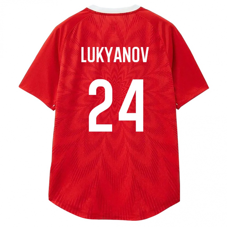 ילדים כדורגל רוסיה Ratmir Lukyanov #24 אדום לבן חום ג'רזי ביתית 26-28