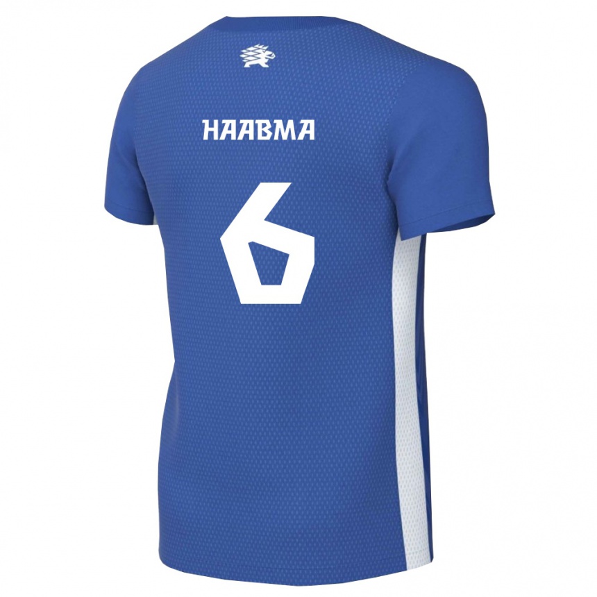ילדים כדורגל אסטוניה Trevor Haabma #6 כחול כהה לבן ג'רזי ביתית 26-28