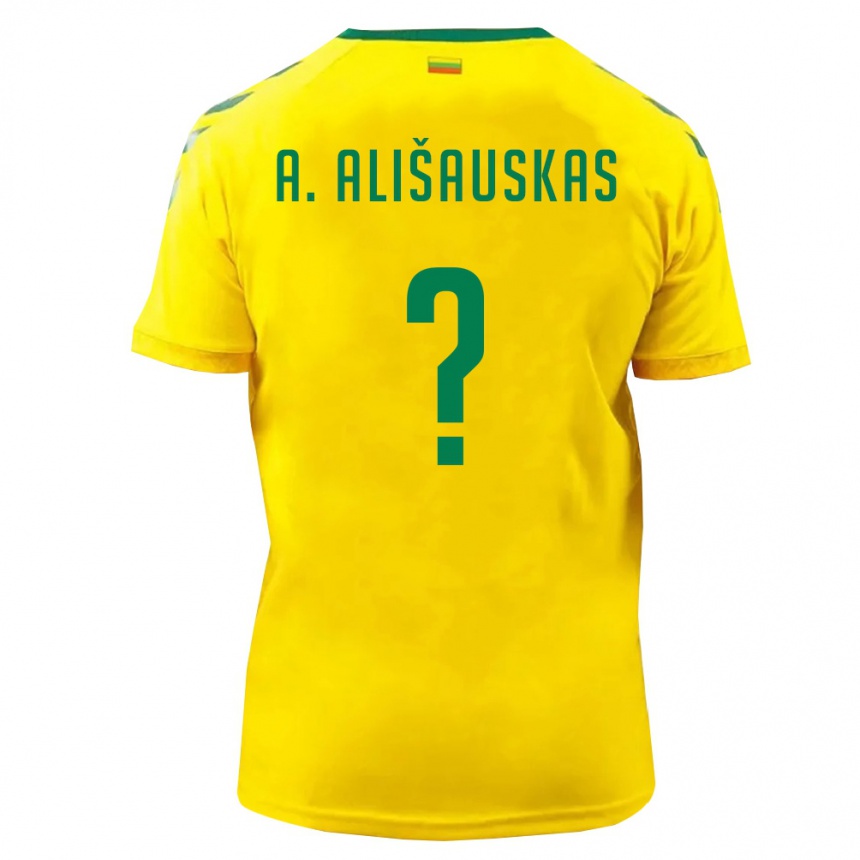 ילדים כדורגל ליטא Arminas Ališauskas #0 צהוב ירוק ג'רזי ביתית 26-28