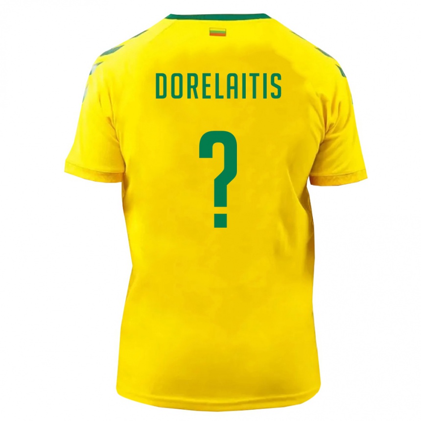 ילדים כדורגל ליטא Ignas Dorelaitis #0 צהוב ירוק ג'רזי ביתית 26-28