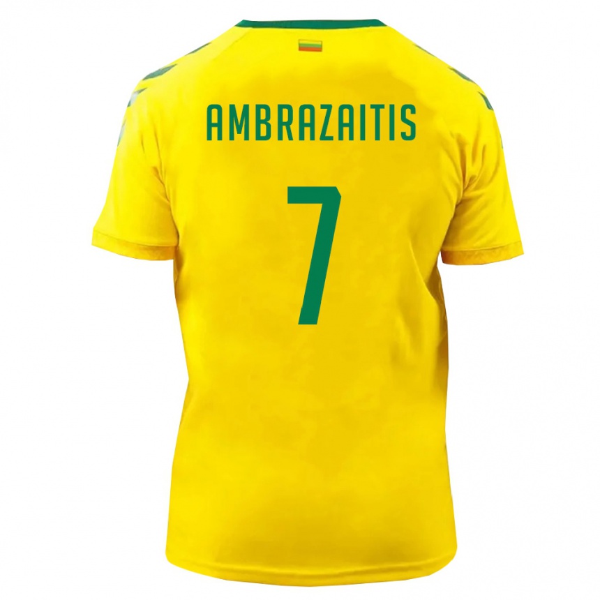 ילדים כדורגל ליטא Matas Ambrazaitis #7 צהוב ירוק ג'רזי ביתית 26-28