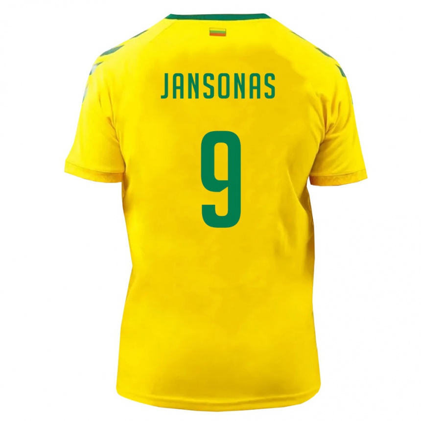 ילדים כדורגל ליטא Romualdas Jansonas #9 צהוב ירוק ג'רזי ביתית 26-28